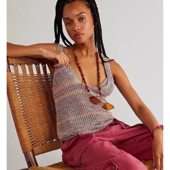 We The Free People Under The Starlight Tank Top S In Sunset Combo Open Back - Picture 1 of 9